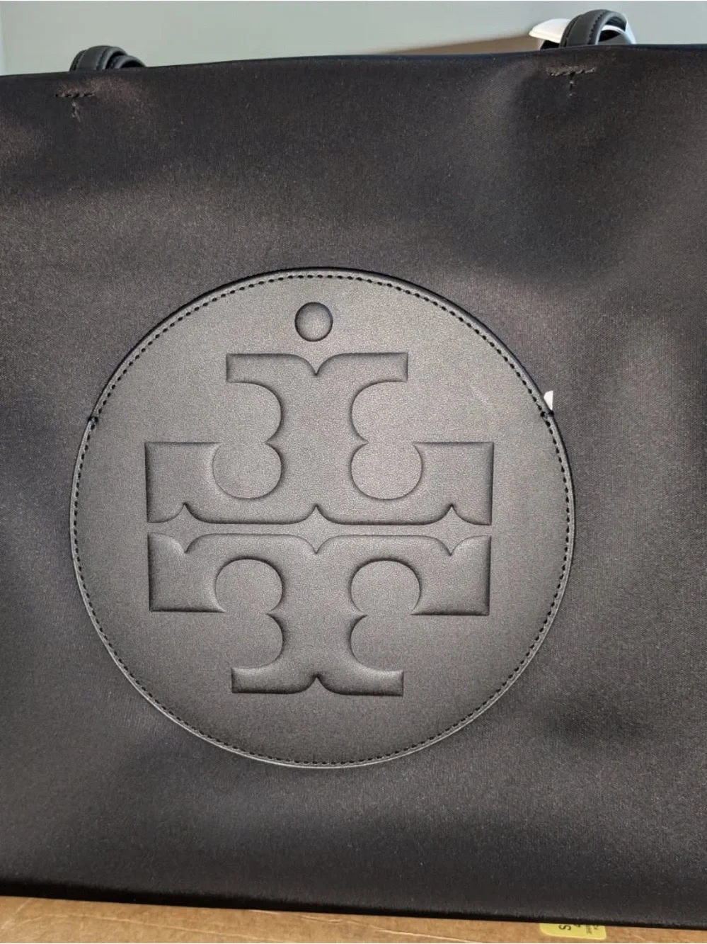 XL Tory Burch Black Embossed Logo Tote